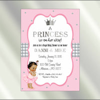 Princess Baby Shower Invite and Diaper Raffle, Pink & Silver