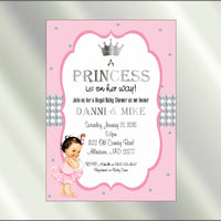 Princess Baby Shower Invite and Diaper Raffle, Pink & Silver