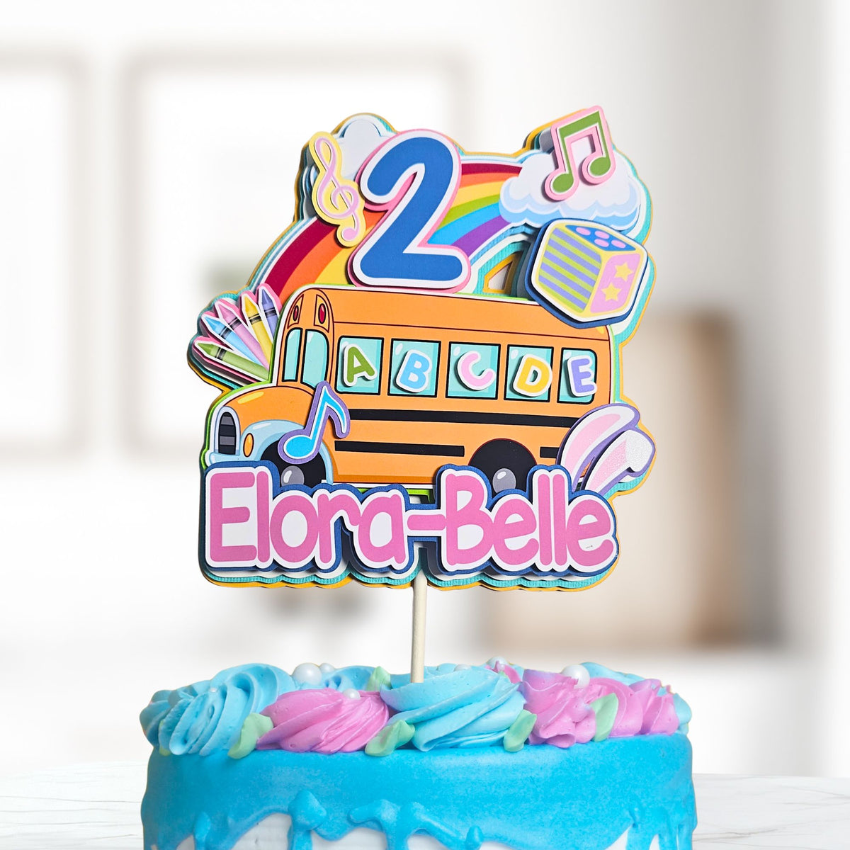 Toddler Educational 3D Birthday Cake Topper for Girl