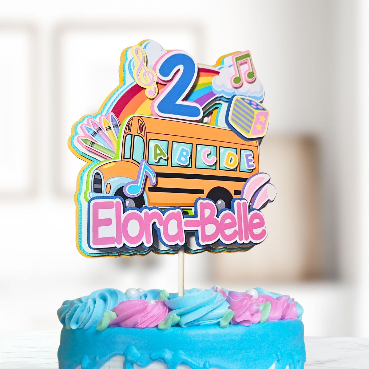 Toddler Educational 3D Birthday Cake Topper for Girl