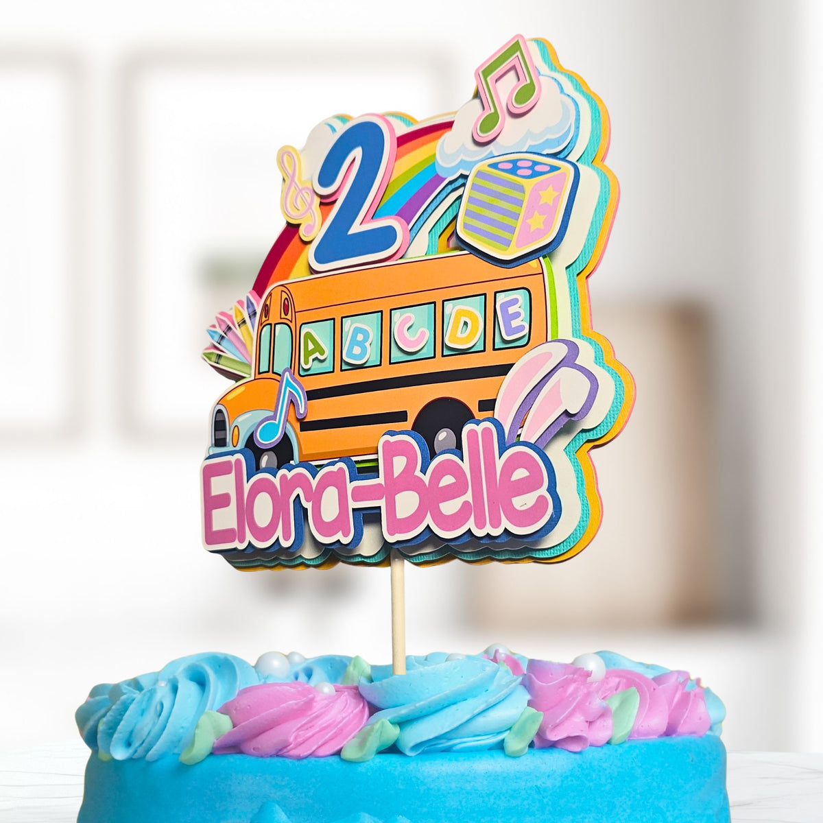 Toddler Educational 3D Birthday Cake Topper for Girl