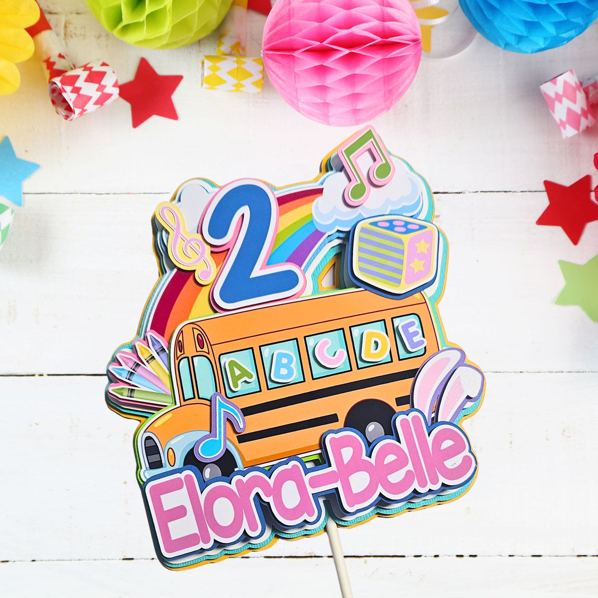 Toddler Educational 3D Birthday Cake Topper for Girl