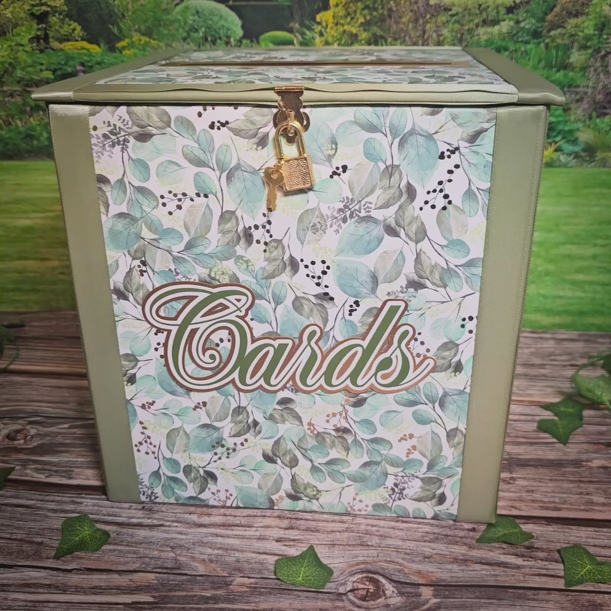 Eucalyptus and Sage Locking Wedding Card Box