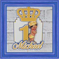 Royal Blue and Gold Prince 3D Birthday Cake Topper
