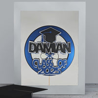 Blue and Black Graduation 3D Cake Topper
