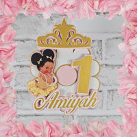 Pink and Gold Princess 3D Birthday Cake Topper
