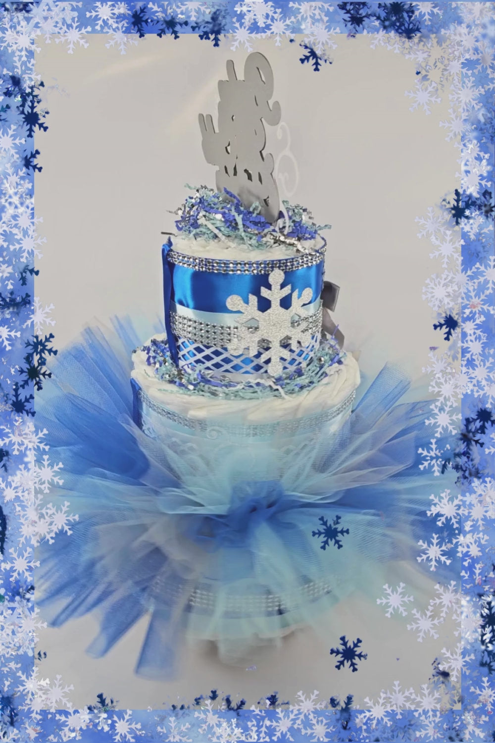 Winter Wonderland Tutu Diaper Cake Centerpiece
