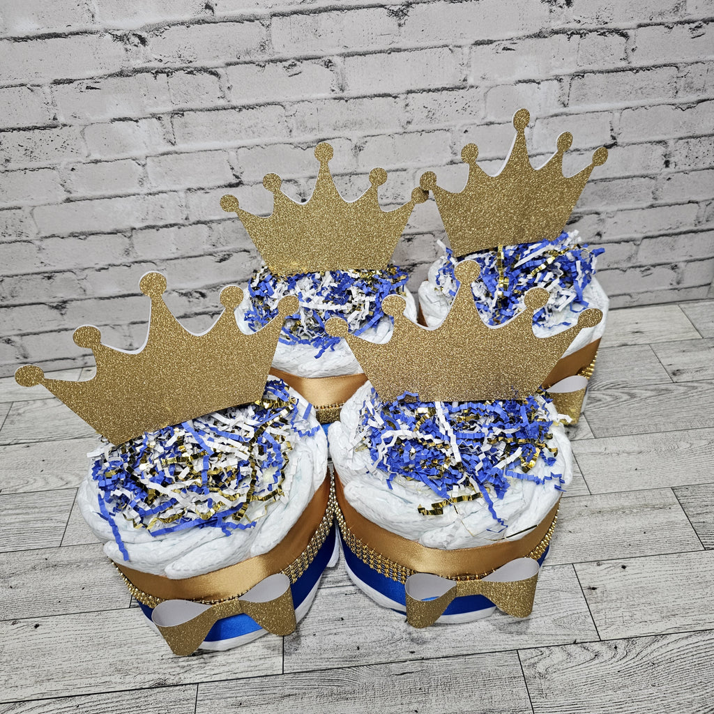 Little Prince Mini Diaper Cakes, Blue, Gold