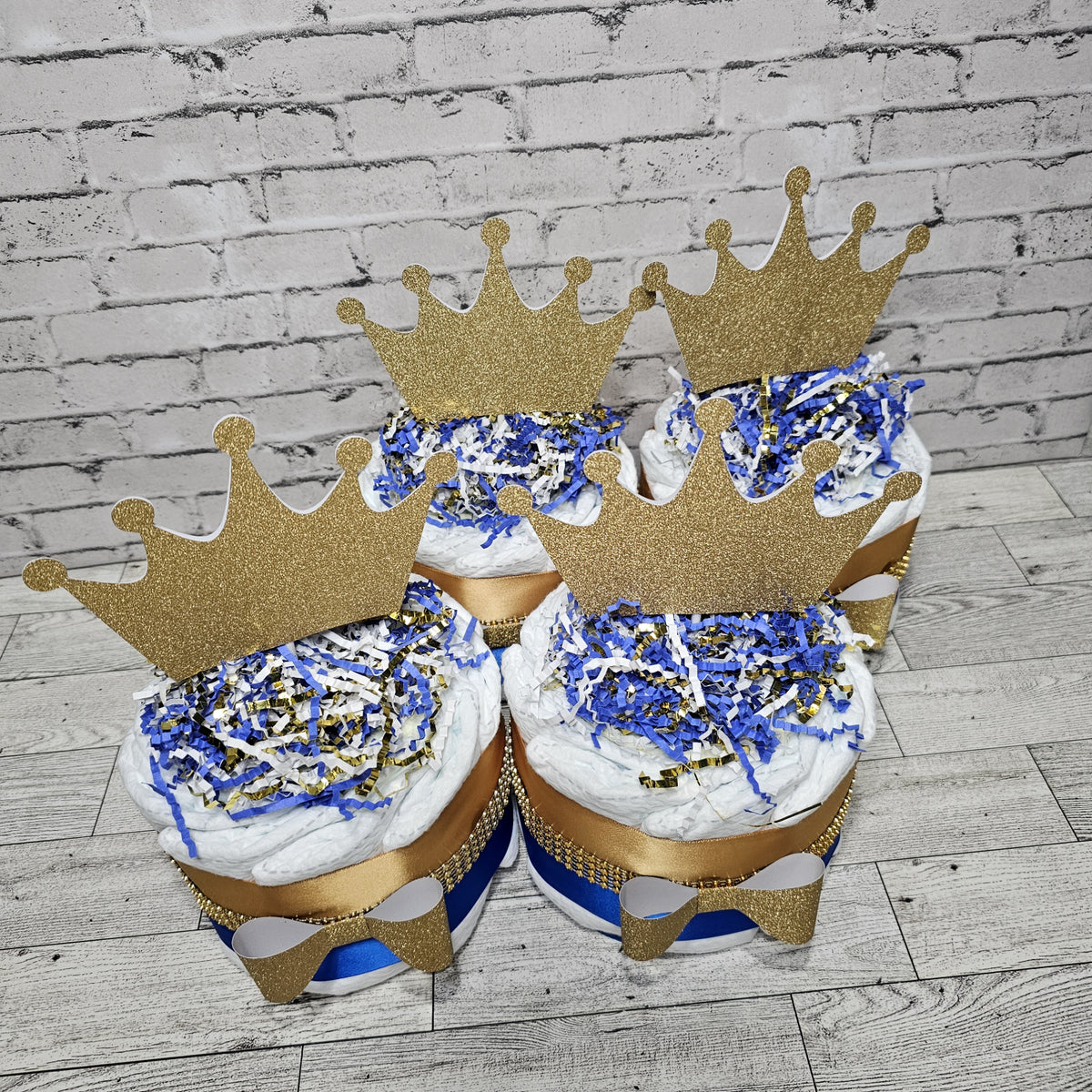 Little Prince Mini Diaper Cakes, Blue, Gold