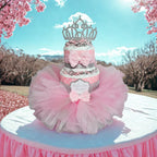 Pink & Silver Tutu Princess Girl Diaper Cake Centerpiece - 3 Layer