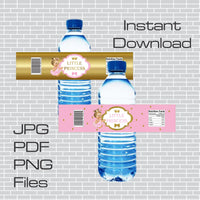 Little Princess Pink and Gold Water Bottle Labels, Blonde
