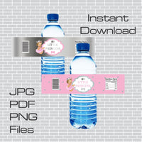 Pink and Silver Little Princess Water Bottle Labels, Blonde
