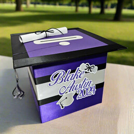 Purple, Silver, and Black Large Grad Card Box