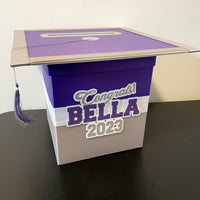 Purple, Silver, & White Grad Card Box, Style 5
