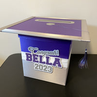 Grad Party Card Box - Purple, Silver, White 8x8 Style 5
