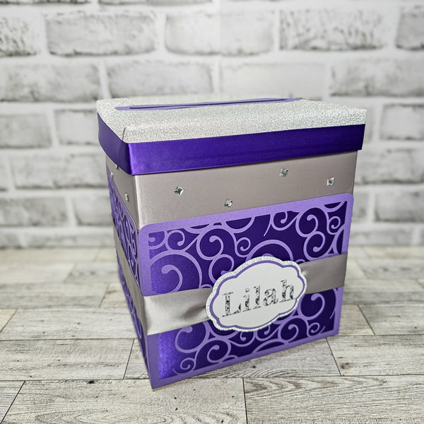 Purple & Silver Birthday Card Box