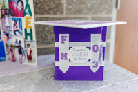 Purple & White Grad Card Box, Style 6
