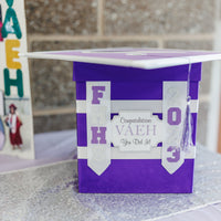 Purple & White Grad Card Box, Style 6