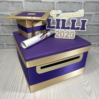 Purple & Light Gold 10x10 Graduation Card Box
