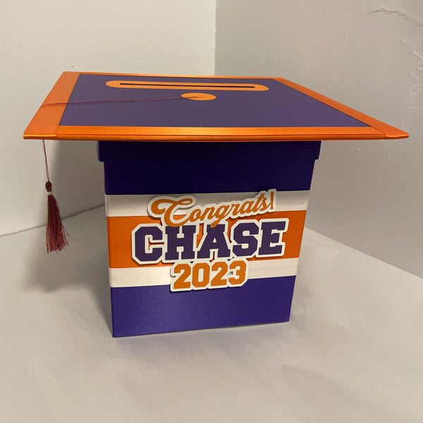 Purple, Orange, & White 8x8 Graduation Card Box