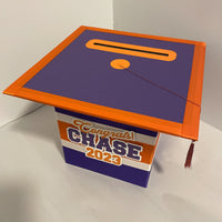 Graduation Cap Card Box - Purple, Orange, White 8x8
