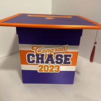 Purple, Orange, & White 8x8 Graduation Money Box