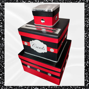 Red, Black, & Silver Wedding Card Box