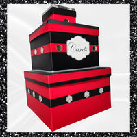 Red, Black, & Silver Wedding Card Box
