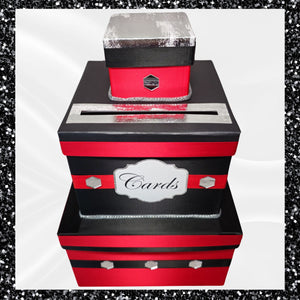 Red, Black, & Silver Wedding Card Box