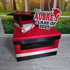 Black, Red, and White Grad Card Box, 10x10x6