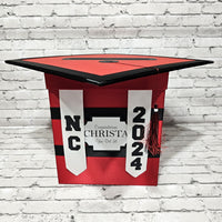 Graduation Cap Card Box - Red, Black, White 8x8 Style 6
