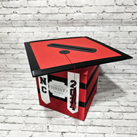 Graduation Cap Card Box - Red, Black, White 8x8 Style 6
