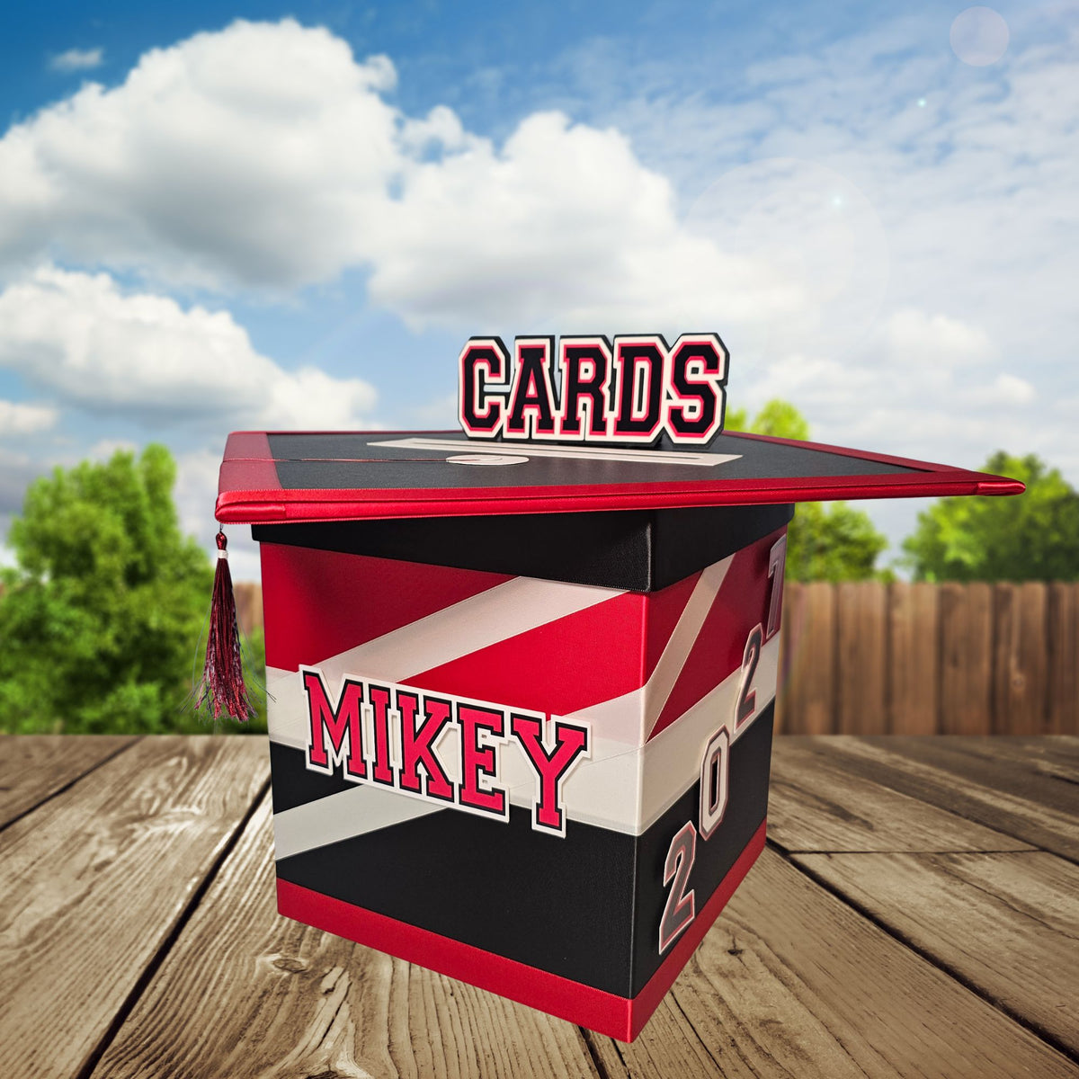 Red Black and White Graduation Card Box, Style 8