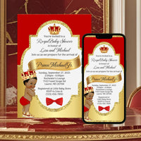 Red and Gold Little Prince Baby Shower Invitation