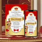 Red and Gold Little Prince Baby Shower Invitation