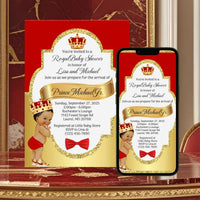 Red and Gold Little Prince Baby Shower Invitation