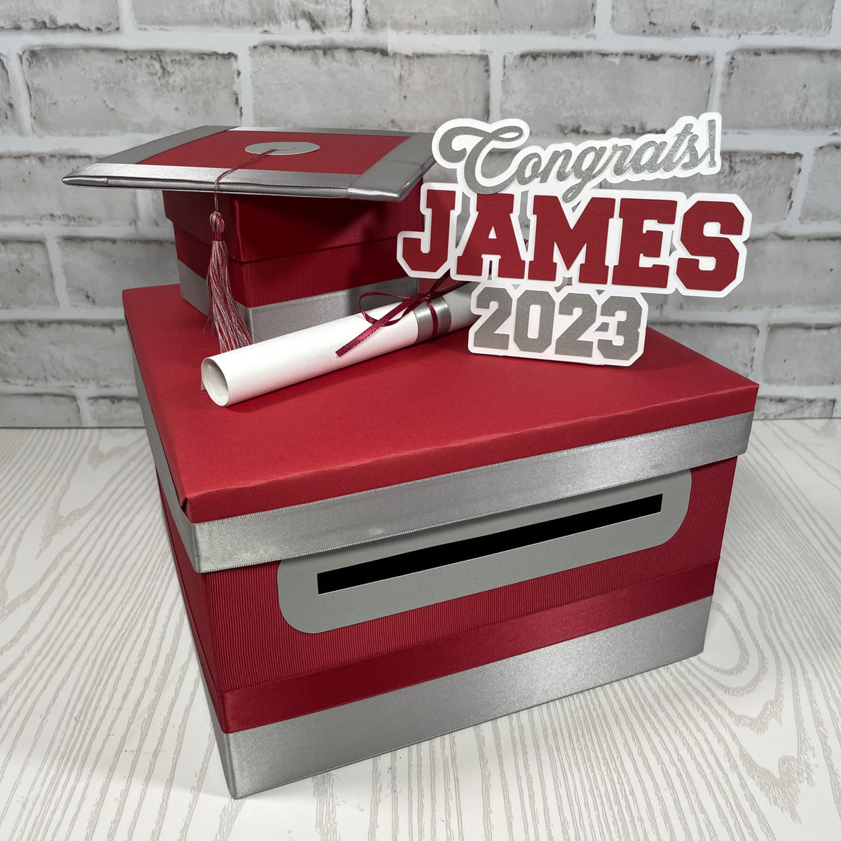 Scarlet & Gray 10x10 Graduation Card Box