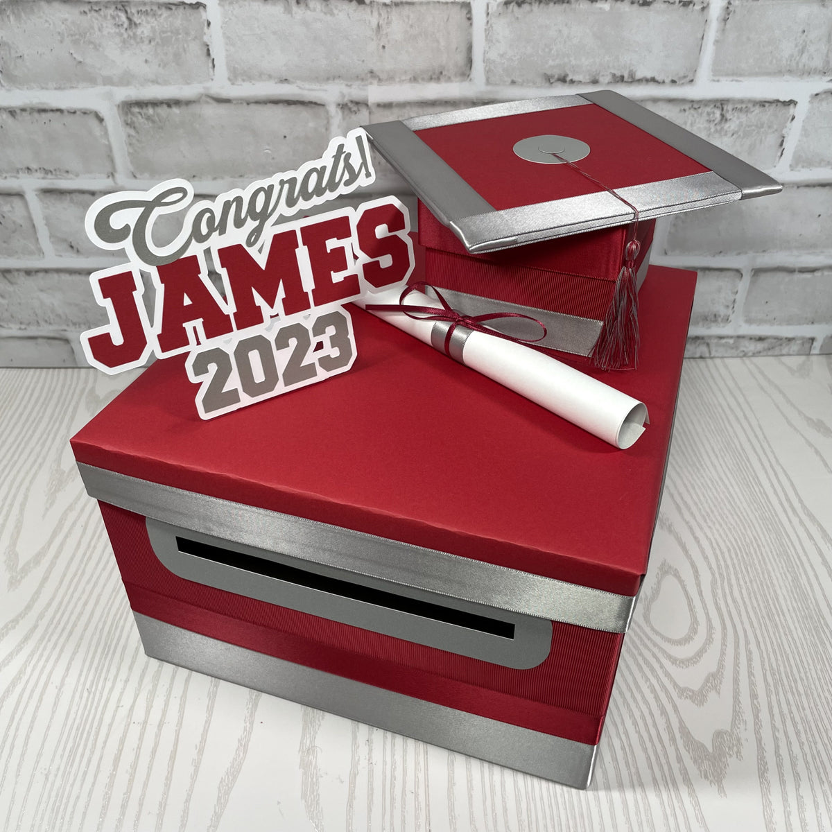 Scarlet & Gray 10x10 Graduation Card & Money Box