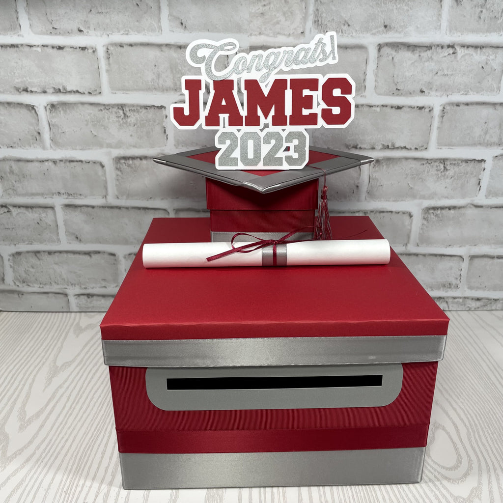Scarlet & Gray 10x10 Graduation Money Box