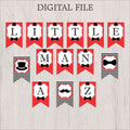 Little Man Banner - Red, Gray, Black