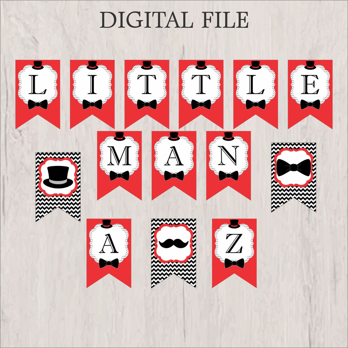 Little Man Banner - Red, Gray, Black