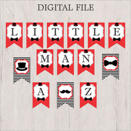 Little Man Banner - Red, Gray, Black