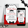 Red, Black, Gray Little Man Baby Shower Invitation