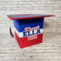 Royal Blue, Red, & White Grad Card Box, Style 5
