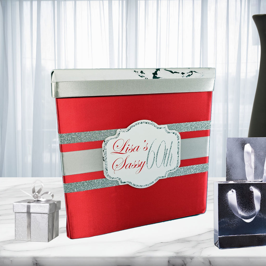 Red, Silver, and White Birthday Card Holder
