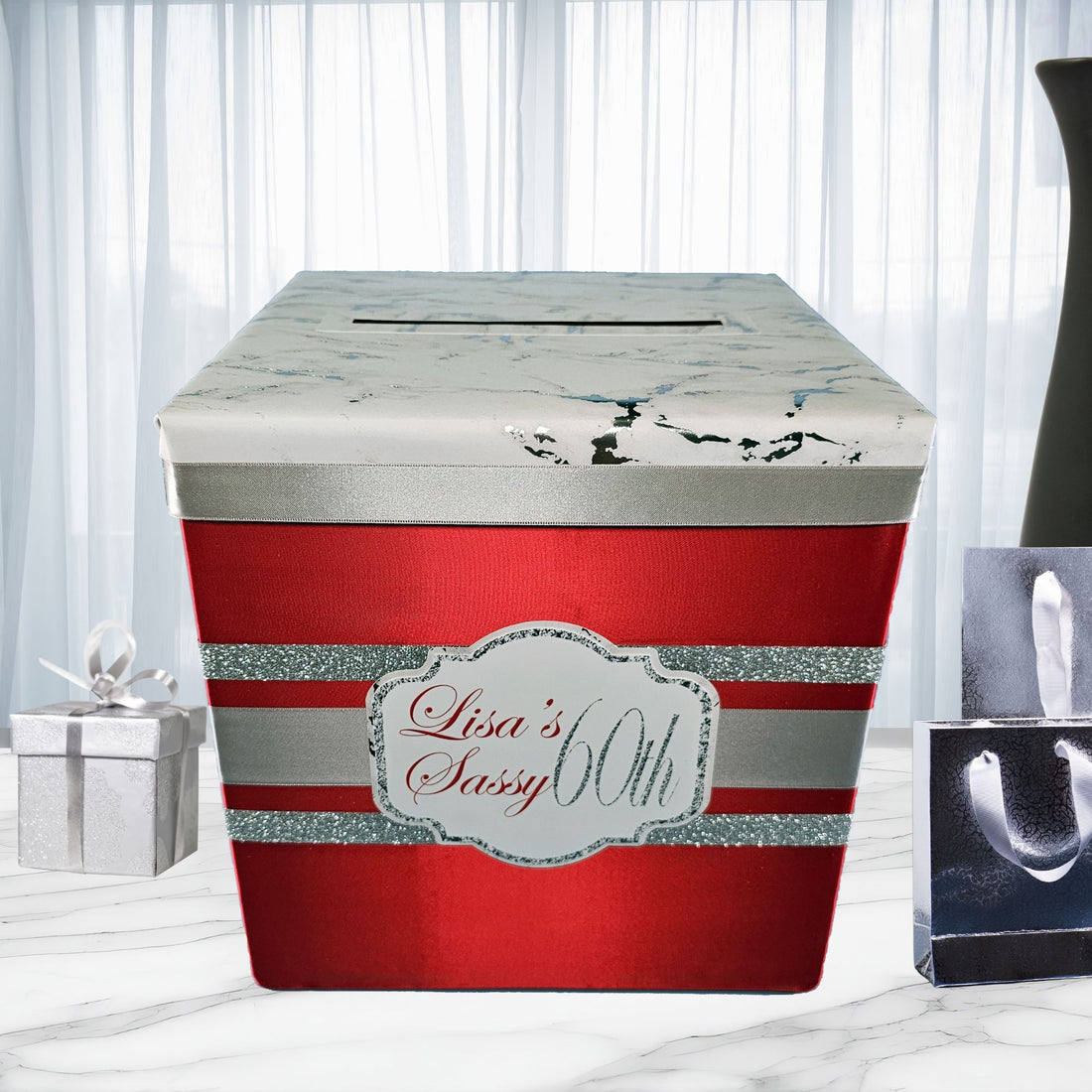 Red & Silver Birthday Card Box| Nepheryn Party