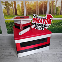 Black, Red, and White Grad Card Box, 10x10x6