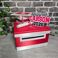 Black, Red, and White Grad Card Box, 10x10x6
