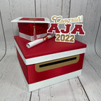 Red, White, Old Gold Graduation Card box, 10x10x6