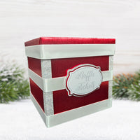 Red, White, and Silver Christmas Raffle Ticket Box
